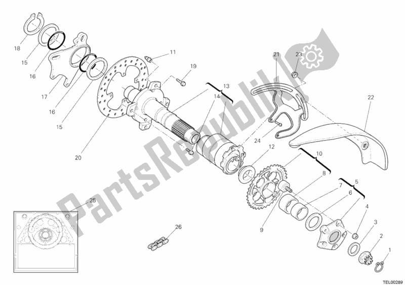 Tutte le parti per il Mozzo, Ruota Posteriore del Ducati Multistrada 1000 S 2005